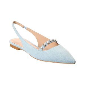 Stuart Weitzman Pearl Denim Slingback Flat, Blue